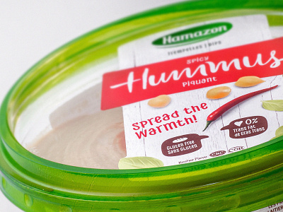 Hamazon consumer brand dip food gluten free healthy label packaging product spread supermarket taste top lid