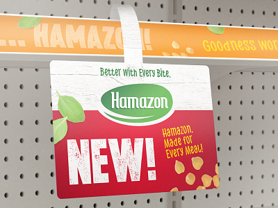 Hamazon advertising consumer branding dip hummus label packaging shelf shelf stoppers spread supermarket tags