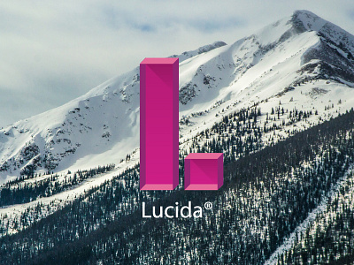 Lucida 3d branding cubes landscape letter light logo mountain pink translucent typography winter