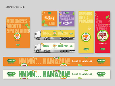 Hamazon ad advertising branding consumer branding corporate design hummus identity poster product branding shelf product branding supermarket truck