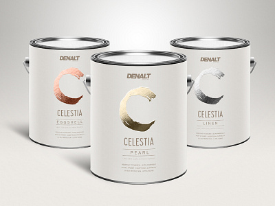 Denalt / Celestia branding consumer branding hardware identity label design logo logo design paint can label paint can wrap product branding shelf product