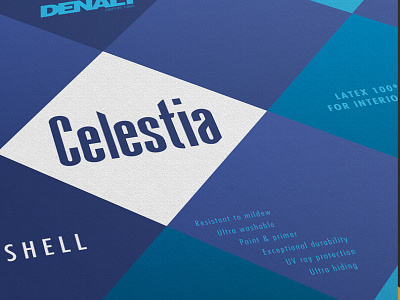 Denalt / Celestia branding colour identity label design paint paint can pattern product label square