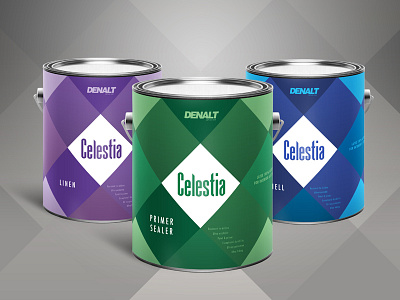 Denalt / Celestia branding can color colour identity label logo paint paint can product branding product line shelf product