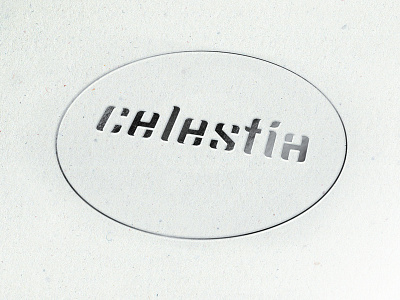 Denalt / Celestia branding circle emboss foil logo paint paper print effect product branding product line silver