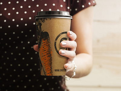 GREEN REBEL branding carrots cup drink food graphic design healthy logo paper cup restaurant veggies visual identity