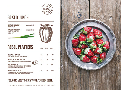 GREEN REBEL branding identity menu paprika pepper restaurant strawberry typography veggies