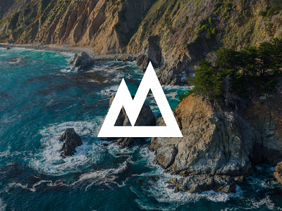 “M” cliff graph icon initial letter logo mountain simple symbol water