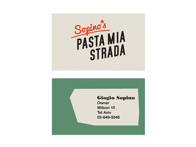 Pasta Mia branding business card fifties italian local business logo restaurant retro stationery style typography