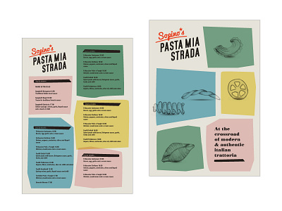 Pasta Mia branding fifties food graphic design illustration italian logo menu pasta restaurant retro typography