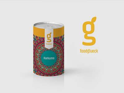 Foodglueck branding can food logo logotype mandala nature organic packaging spices symbol typography