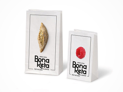 Bona Restaurant bag branding bread dining food fruit identity logo lunch paper bag restaurant takeaway