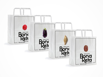 Bona Restaurant bags branding bread coffee eggplant food identity logo minimal paper bag restaurant takeaway