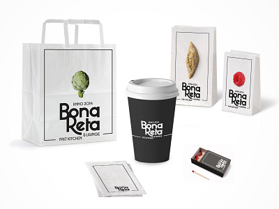 Bona Restaurant bag branding coffee dining food graphic design identity logo restaurant takeaway visual identity