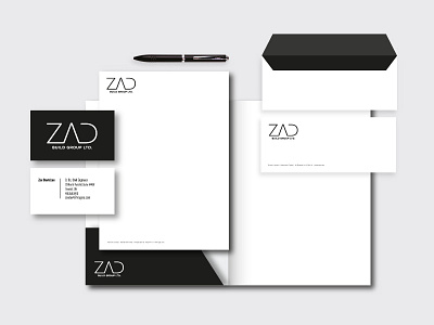 ZAD architecture branding business card construction engineering envelope industry letterhead paper logo minimal stationery