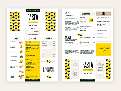 FASTA branding food graphic design menu menu design pasta restaurant takeaway typography