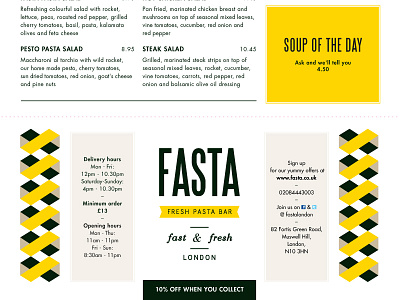 FASTA branding decorative flyer folder food graphic design identity menu restaurant trifold typography