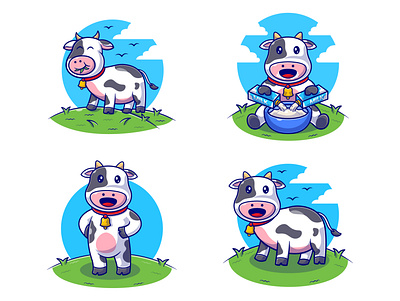 Cow With Cute Expression animals cartoon cow cute dairy expression farmer icon illustration logo mascot milky