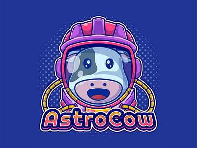 Astro Cow Mascot Logo animal astro astrocow astronaut cartoon cow cute dairy expression flatdesign icon illustration joviming logo mascot mascot character milk