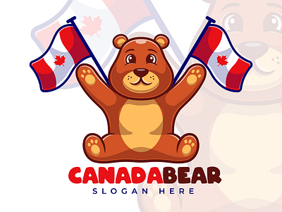Brown Bear Cartoon Mascot Logo bear branding brown canada canada day cartoon design flat flat design icon illustration joviming logo logodesign mascot vector