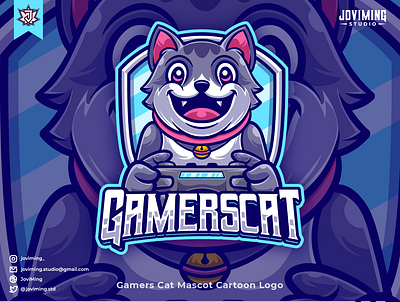 Gamers Cat badge branding cat cute design icon illustration twitch