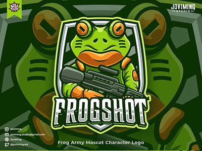 Frog Army Mascot Character Logo