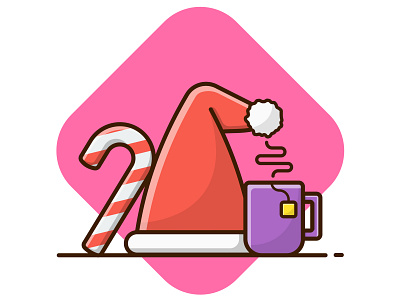 Merry Christmas and Happy New Year !!! 2020 candy candy cane cartoon christmas card coffee cup december design flat flat design hat icon illustration merrychristmas new year santa claus sugar tea vector