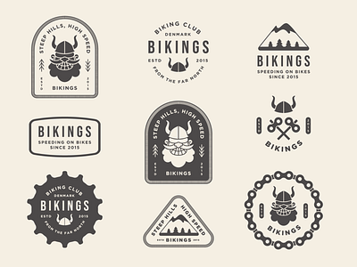Bikings badge badge bike biker branding design flat icon illustration logo logo design nature outdoor badge outdoor logo typography vector