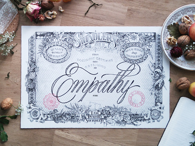 Empathy black and white flowers illustration lettering typography
