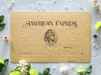 American express Gold Card art card embossing illustration lettering typography