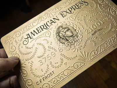 American express Goldcard Process card embossing illustration lettering typography