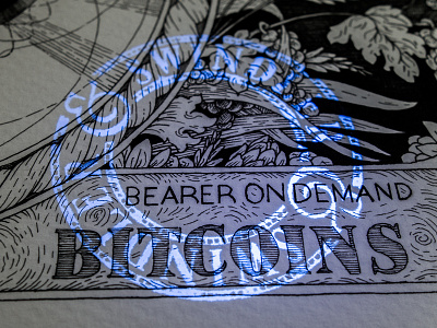 BITCOIN PROJECT #10 bill bitcoin blacklight crypto fun illustration lines money swindler ten