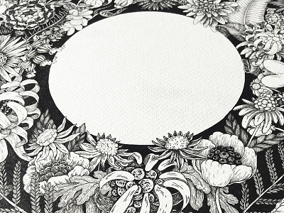 Doug black black and white flowers illustration imagination leaves lines rotring wild