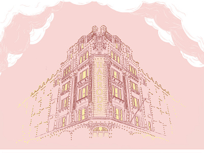 Harrods architecture buildings colors harrods illustration lines