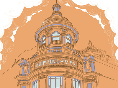 Le Printemps architecture color illustration