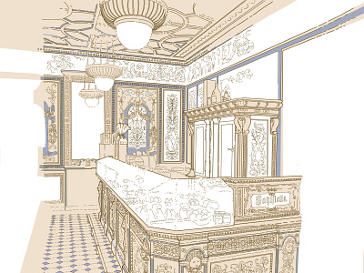 Molkereipfund ancient arabesque architecture color dresde illustration lines linestyle
