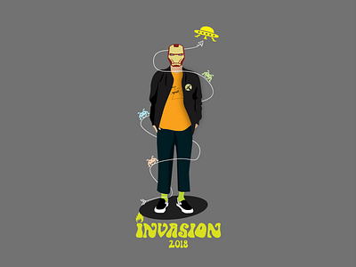 Invasion design flat illustration typography vector