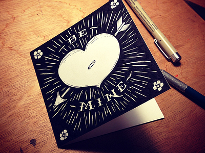 Valentine card handdrawn heart valentine