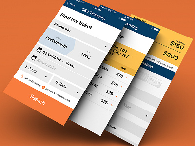 Ticketing App, Time and Pay mobile ticketing ui