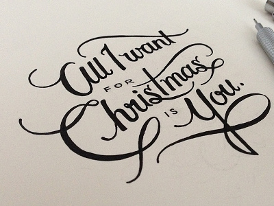 Christmas Type, Inked christmas handdrawn lettering sketchbook type