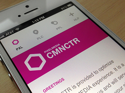 Web App: CMNCTR design interface iphone mobile web app