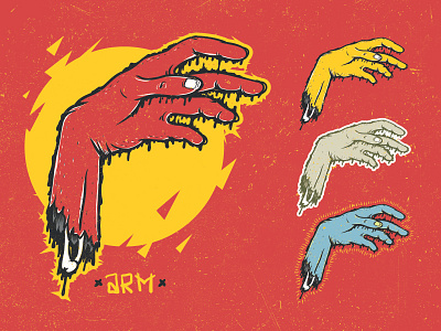 Arm arm dead design finger illustration logo oil red slime zombie