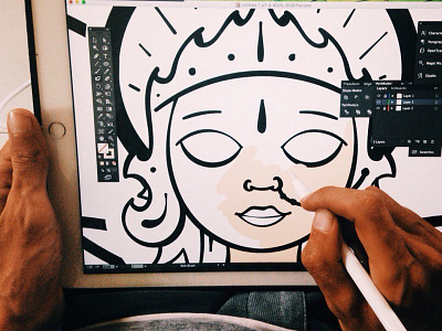 Process character design doodle draw face future girl illustration india lakshmi process sketch