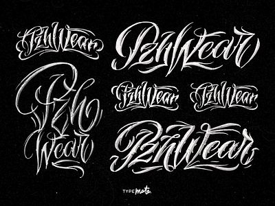 PzhWear sketches brand calligraphy chicano handlettering lettering logo logotype sketches streetwear typemate wear