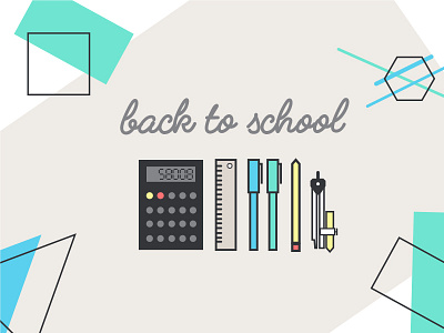 Promo - WIP flat design illustration promo save the date school shapes simple