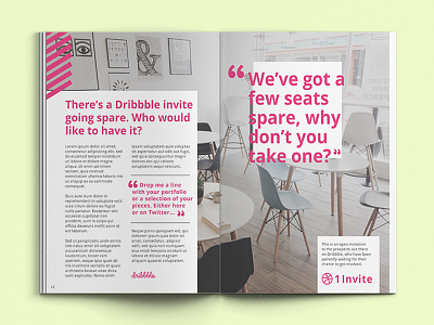 Dribbble Invite dribbble editorial invite layout magazine print