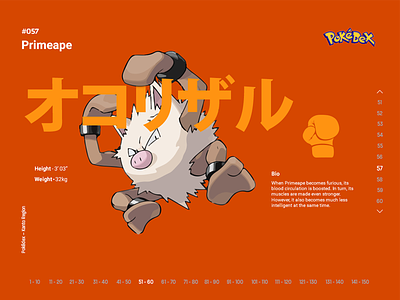 #057 - Primeape anime clean colour dashboard daily design design display illustration layout photoshop pokemon ui web design