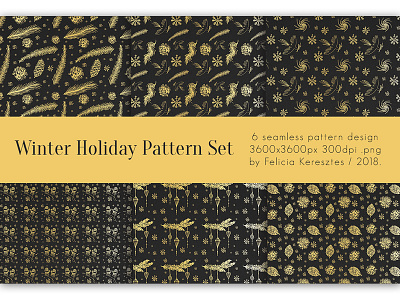 Holiday Pattern Set black and gold christmas paper illustration line art pattern pattern design