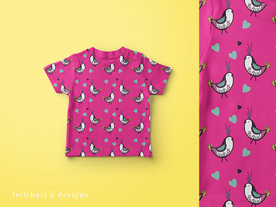 Shirt with my birdy pattern 2 baby bird bird illustration illustration kid pattern yellow