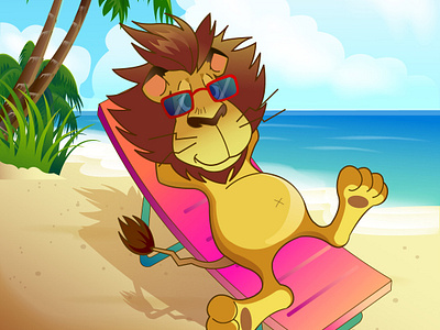Lion Sunbathe illustration