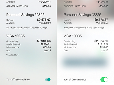 Quick balance comparison